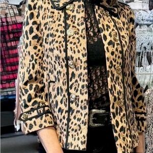 White House Black Market Animal Print Swing Coat